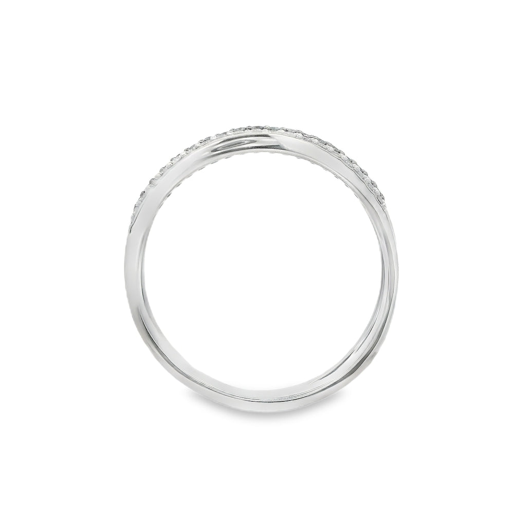 14K White Gold 2 Row 0.20 CTW Black And White Diamond Ring