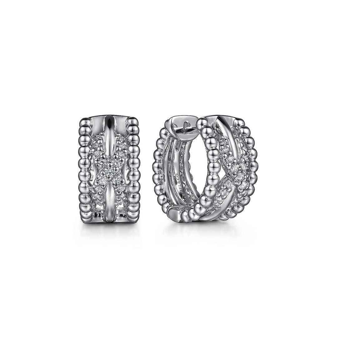 Sterling Silver Gabriel & Co. Huggie Earrings With White Sapphires