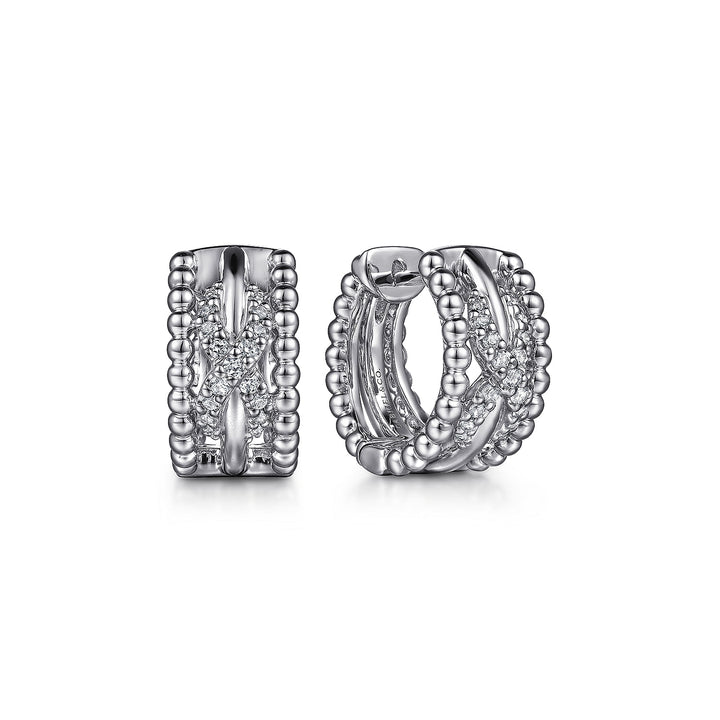 Sterling Silver Gabriel & Co. Huggie Earrings With White Sapphires