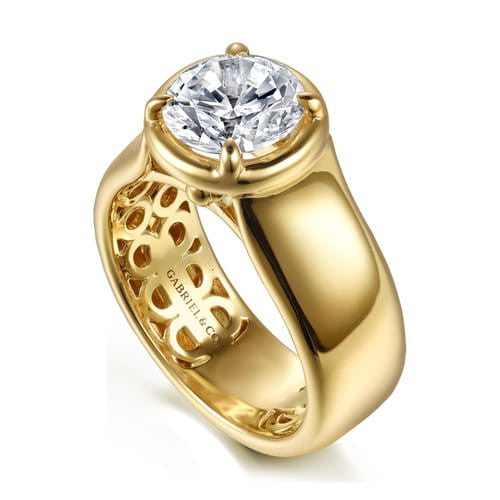 Women's 14K Yellow Gold Gabriel & Co. Wide Solitaire Ring Mount 420-00152