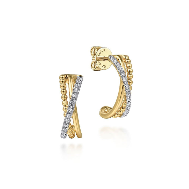 14K Yellow & White Gold Multi-Row 0.14 CTW Diamond Earrings