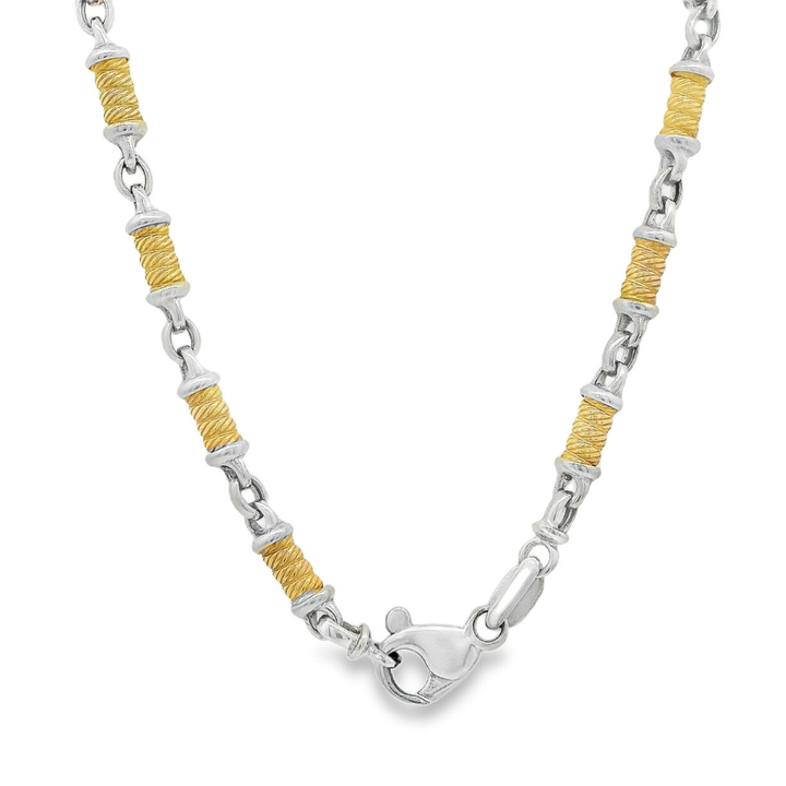 Estate - 14 Karat White And Yellow Gold Medium Fancy Link 18" Chain