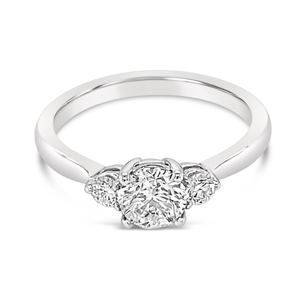 14K White Gold Three Stone 0.93 CTW Diamond Engagement Ring