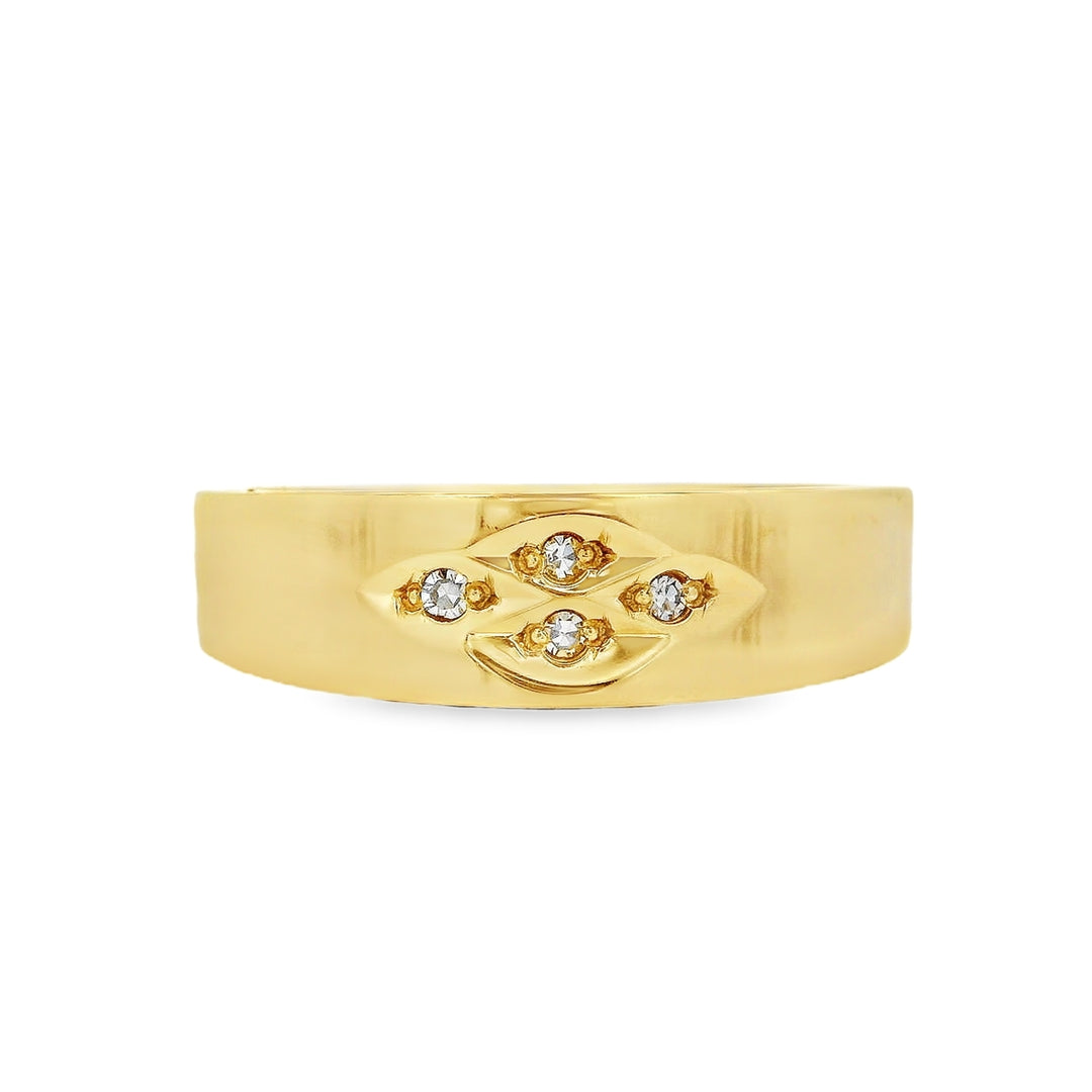 10K Yellow Gold Flat 0.04 CTW Diamond Men's Ring