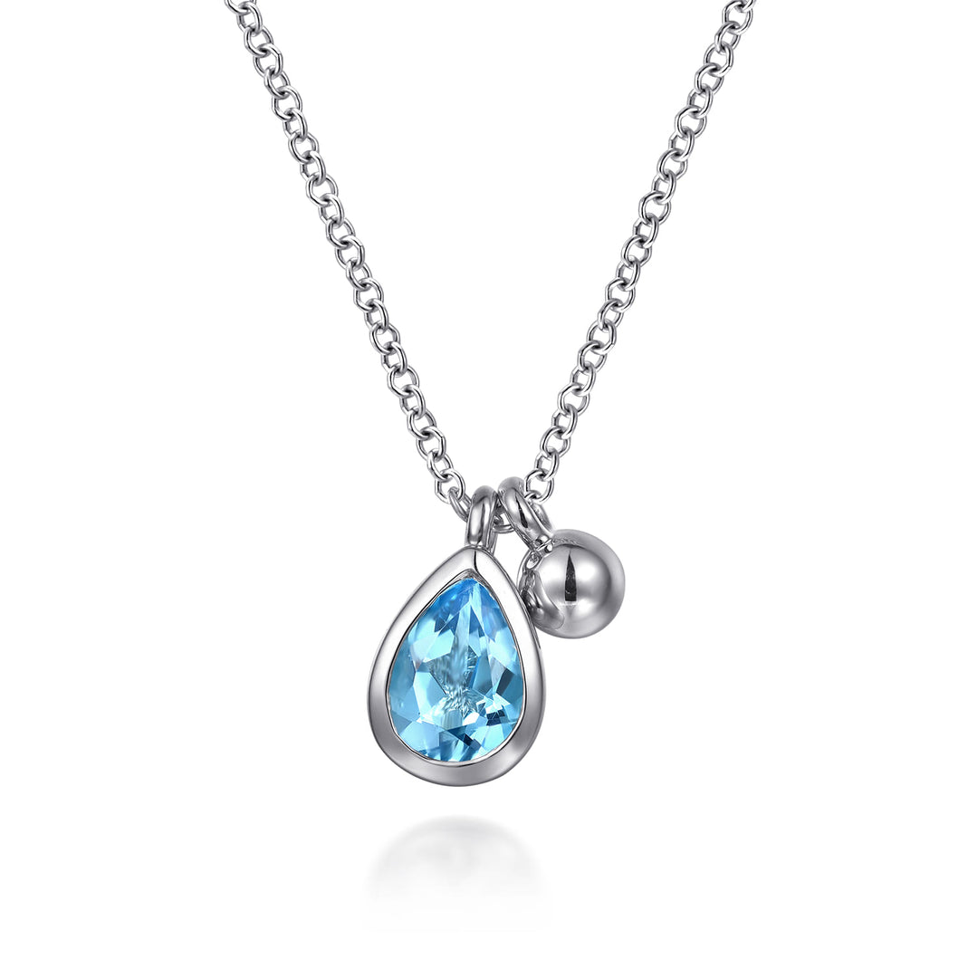 Sterling Silver Gabriel & Co. Drop Necklace With Blue Topaz