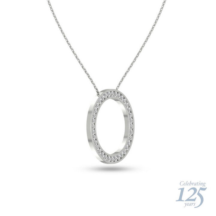 14K White Gold J.H. Young 125th Anniversary 1.26 CTW Diamond Circle Necklace With 18" Chain
