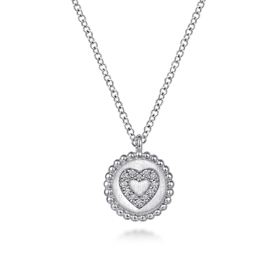 Sterling Silver Gabriel & Co. Bujukan Diamond Heart Necklace