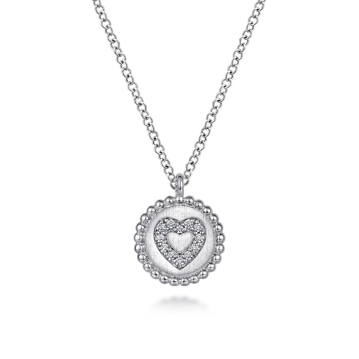Sterling Silver Gabriel & Co. Bujukan Diamond Heart Necklace