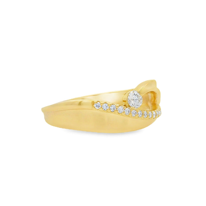 14K Yellow Gold 0.18 CTW Diamond Woman's Bypass Style Ring