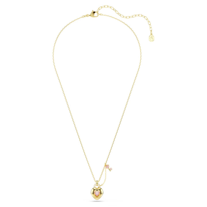 Swarovski Idyllia Gold-Tone Plated Necklace With Heart Lock Pink Cubic Zirconia 5737288