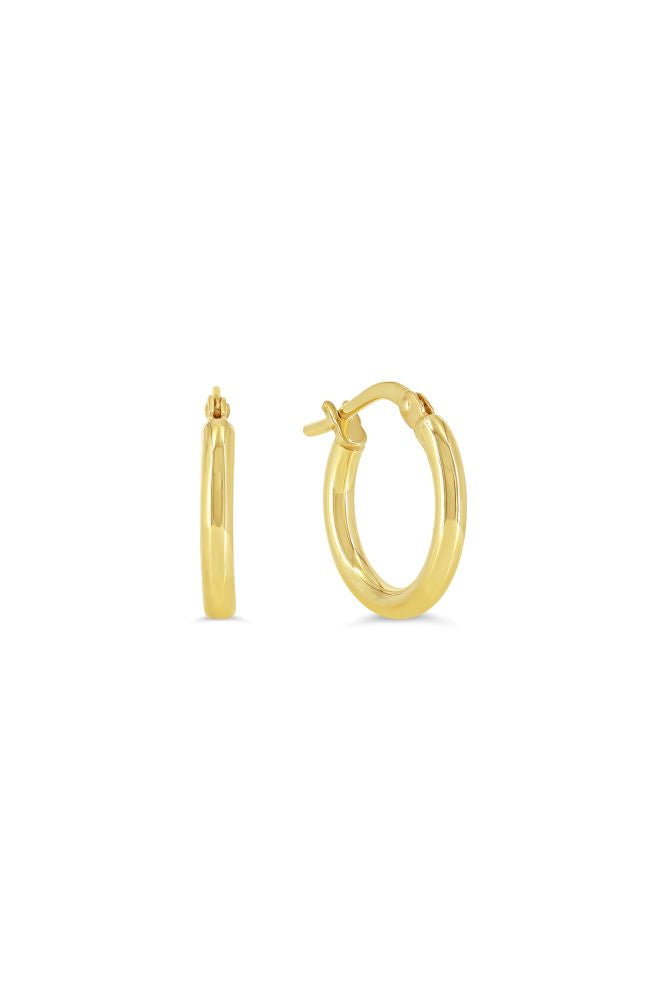 sempreORO Sterling Silver 14 Karat Gold Bonded 15mm Tubing Hoop Earrings