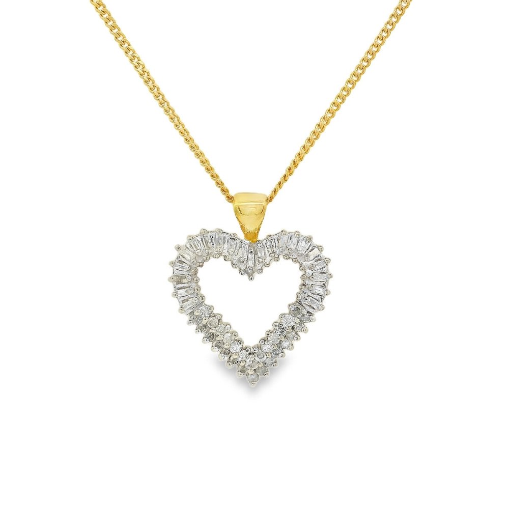 Estate - 10K Yellow And White Gold 0.46 CTW Heart Pendant
