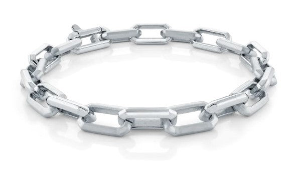 Italgem Stainless Steel Brushed And Polished Rectangular Link 7" Bracelet