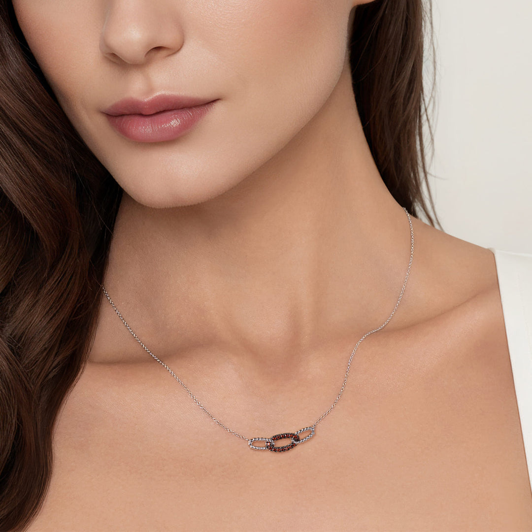Sterling Silver Gabriel & Co. Garnet Bujukan Link Bar Necklace