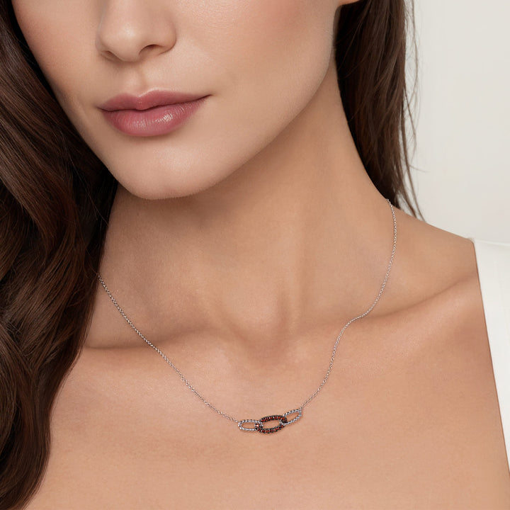 Sterling Silver Gabriel & Co. Garnet Bujukan Link Bar Necklace