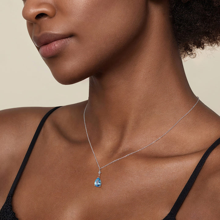 Sterling Silver  Gabriel & Co Blue Topaz Bujukan Necklace