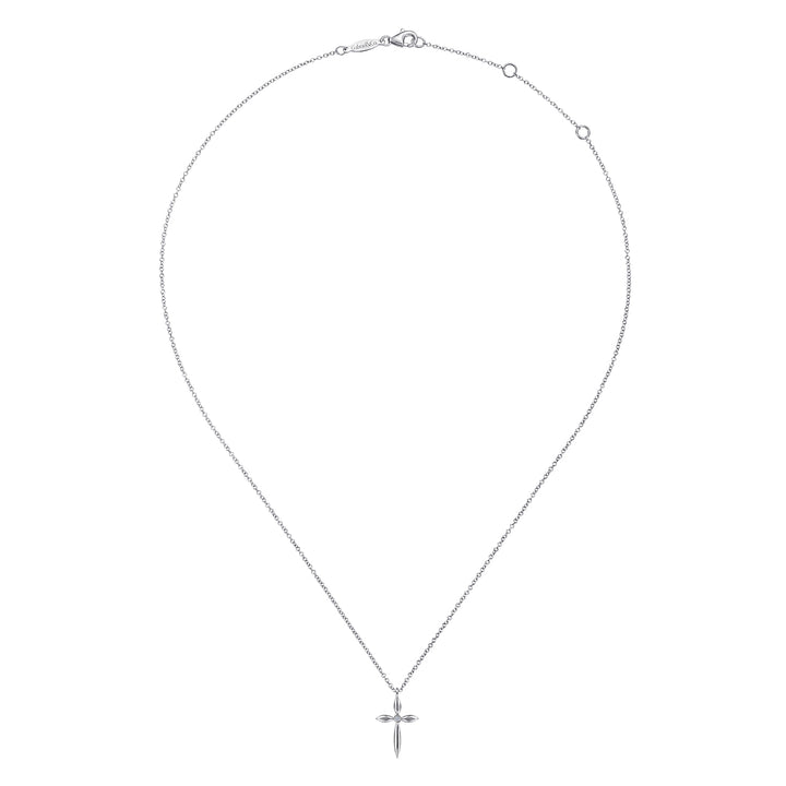 Sterling Silver Gabriel & Co. Cross Necklace With Diamond