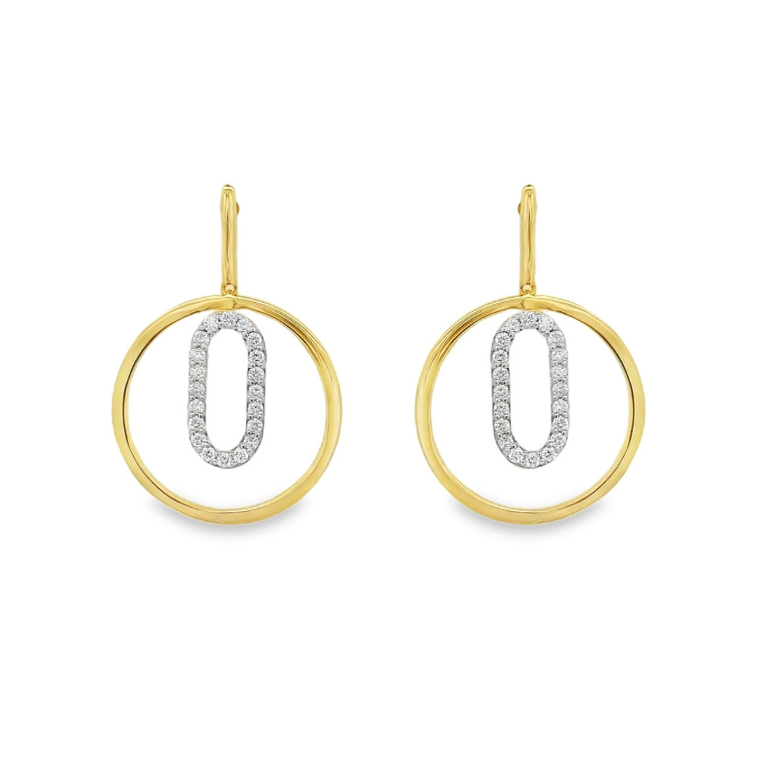 14K Yellow And White Gold 0.32 CTW Diamond Set Circle Dangle Earrings