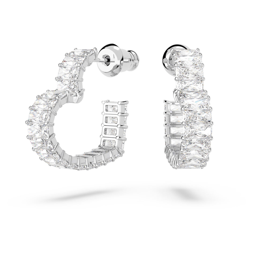 Swarovski Matrix Rhodium Plated Hoop Earrings With Clear Zirconia's 5653170