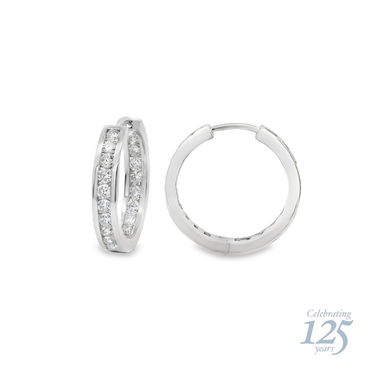 14K White Gold J.H. Young 125th Anniversary 1.26 CTW Diamond Hoop Earrings