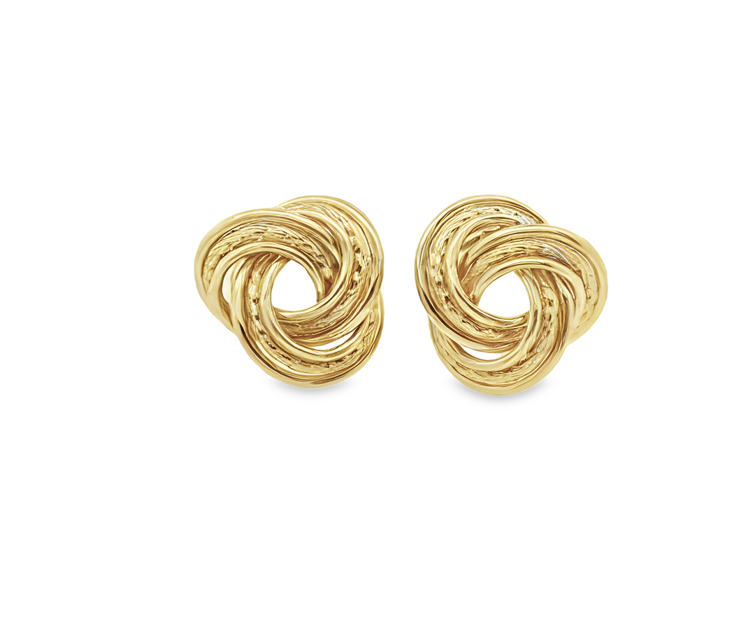 Estate - 14K Yellow Gold Twited Rope Knot Design Stud Earrings
