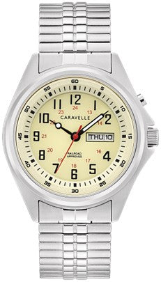 Caravelle Men's Traditional 40mm Quartz Watch with Light up Dial and Expansion Bracelet