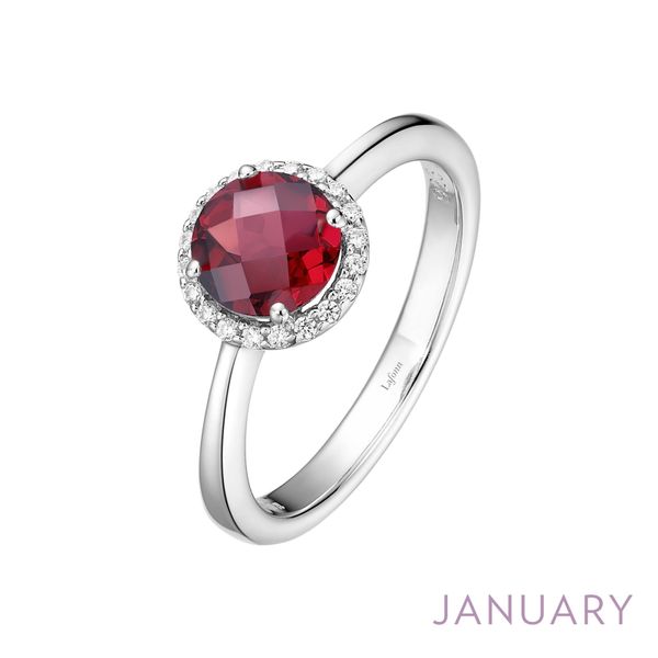 Lafonn Silver Birthstone - January Halo Ring With Garnet [620-02644]