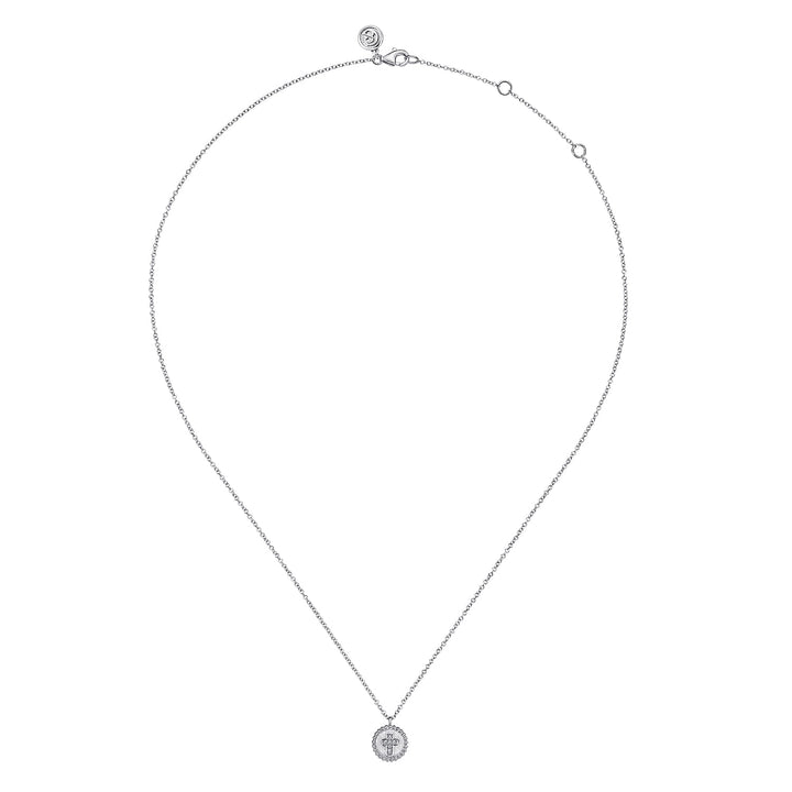 Sterling Silver Gabriel & Co. Bujukan Disc Necklace With Diamonds