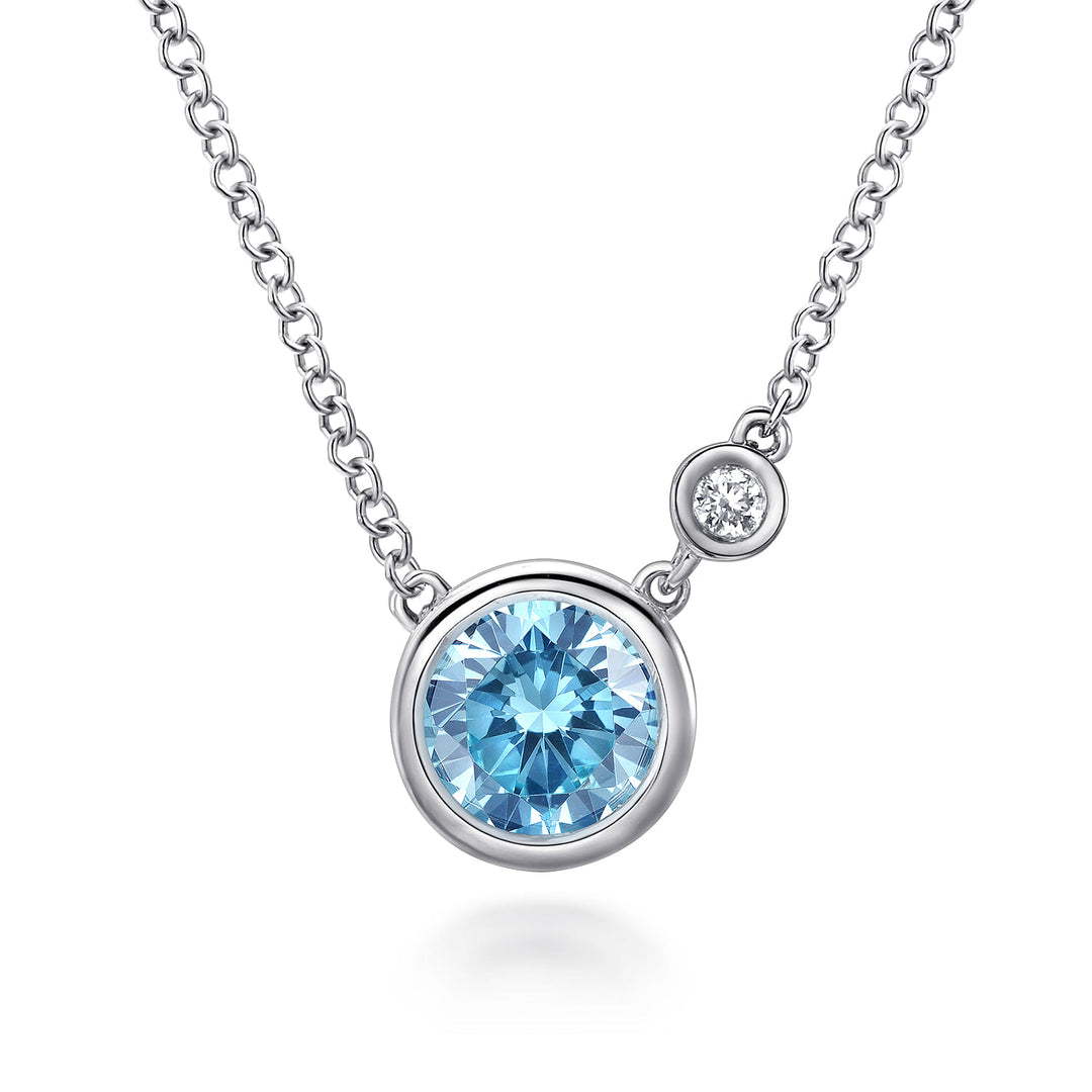 Sterling Silver Gabriel & Co. Diamond and Blue Topaz Necklace