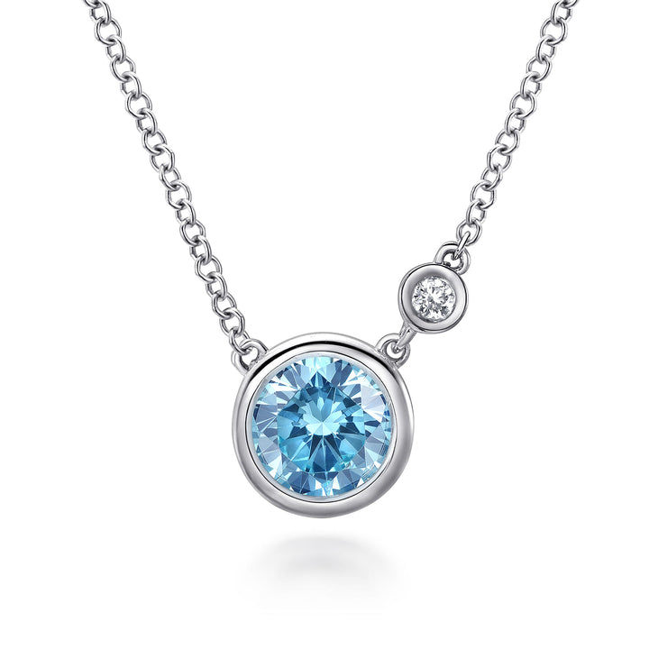 Sterling Silver Gabriel & Co. Diamond and Blue Topaz Necklace