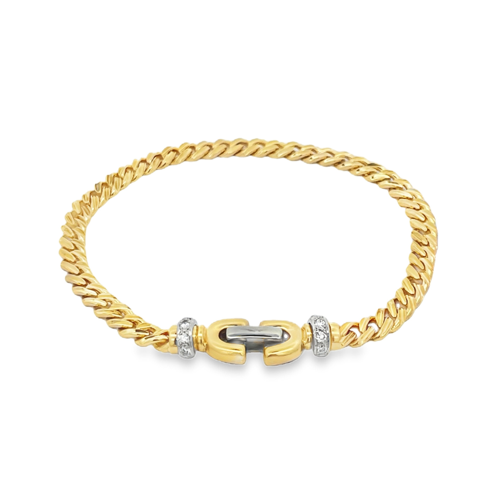 Estate - 18 Karat Yellow And White Gold 0.20 CTW Diamond Set 7.5" Bracelet