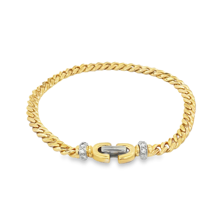 Estate - 18 Karat Yellow And White Gold 0.20 CTW Diamond Set 7.5" Bracelet