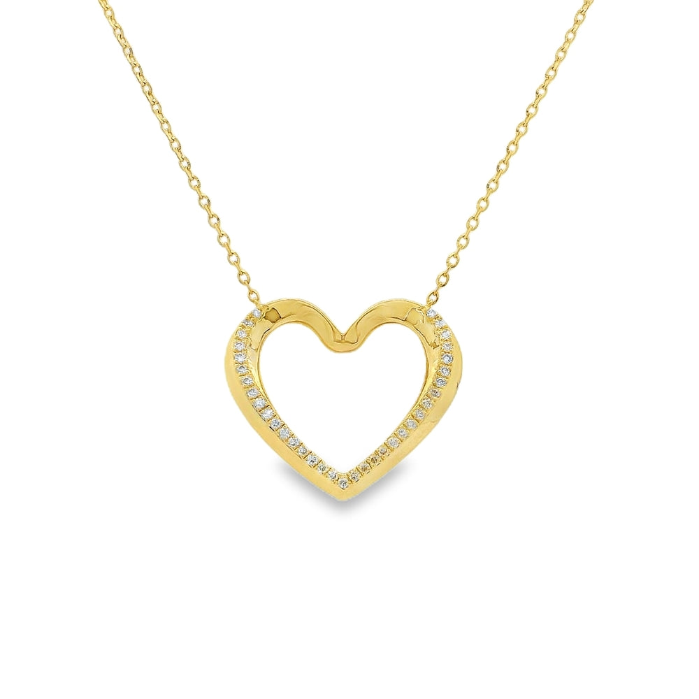 14K Yellow Gold Heart 0.11 CTW Diamond 18" Necklace