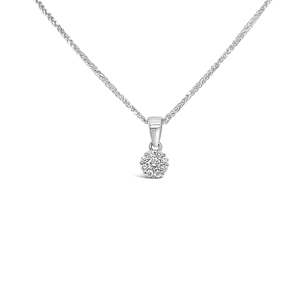 14K White Gold Polished 0.15 CTW Diamond Cluster Style Pendant