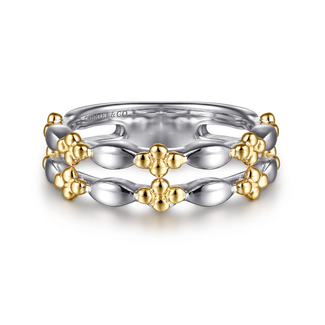 Sterling Silver And 14K Yellow Gold Gabriel & Co. Two-Row Stackable Ring