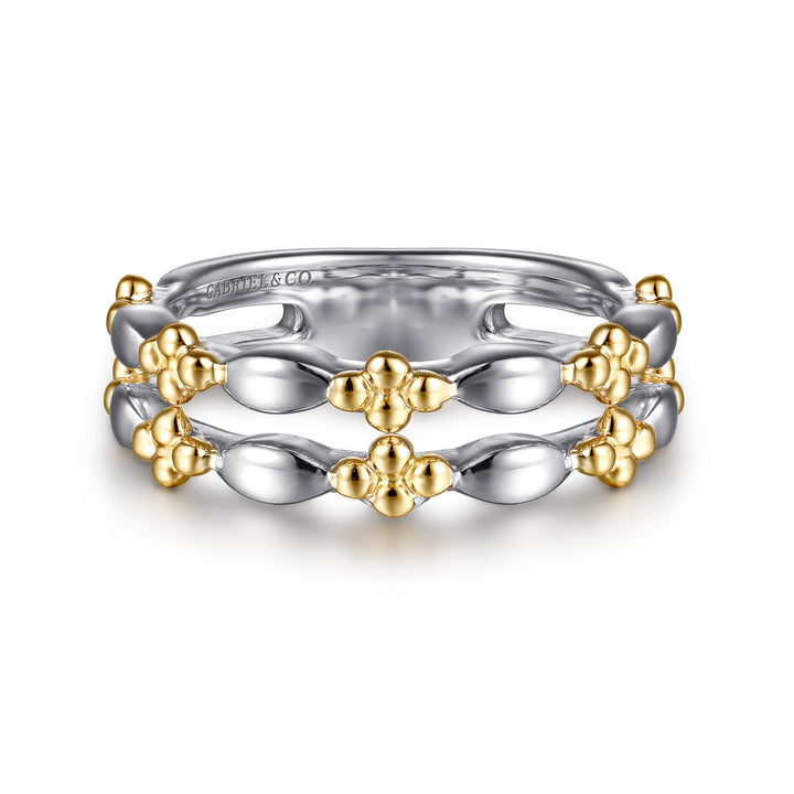 Sterling Silver And 14K Yellow Gold Gabriel & Co. Two-Row Stackable Ring