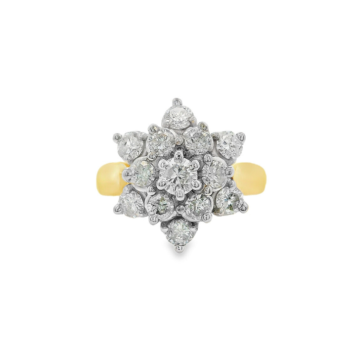 Estate - 14K Yellow And White Gold 0.87 CTW Diamond Ring, Size 5