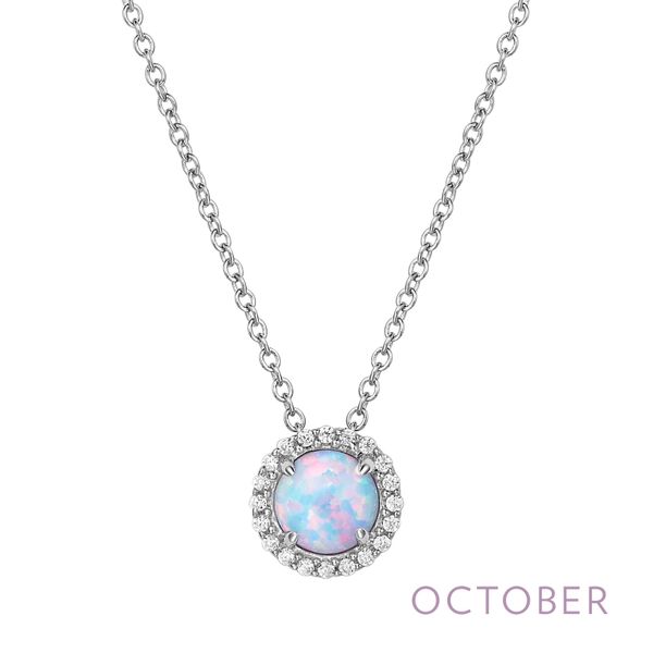 Lafonn Silver Birthstone - October Halo Pendant With Synthetic Opal [640-07239]