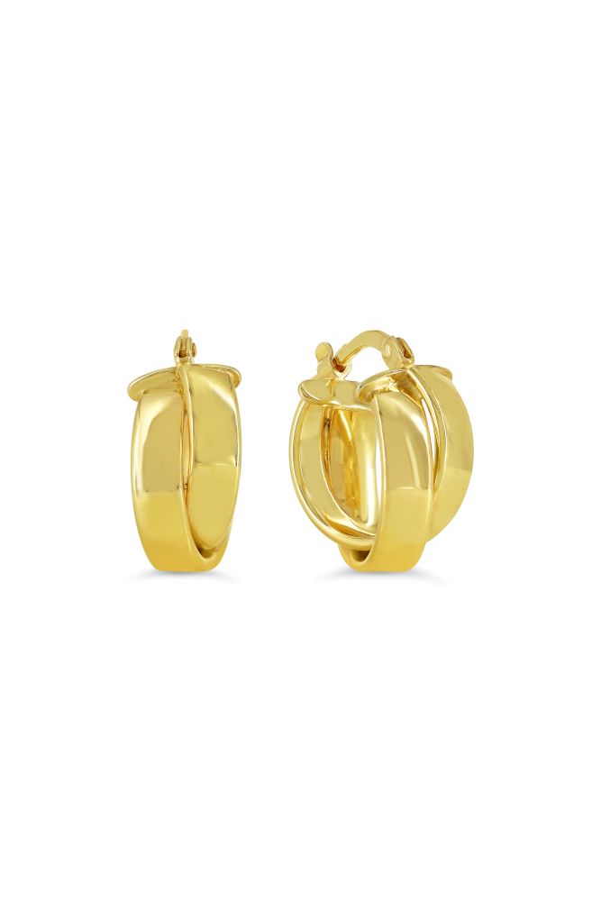 sempreORO Sterling Silver14 Karat Gold Bonded Crossover Hoop Earrings