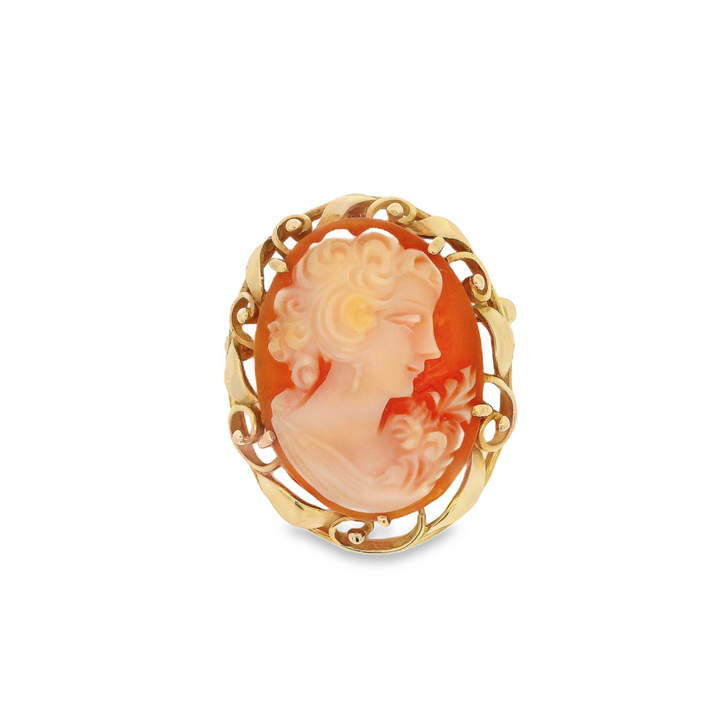 Estate - 10K Yellow Gold Cameo Brooch/Pendant