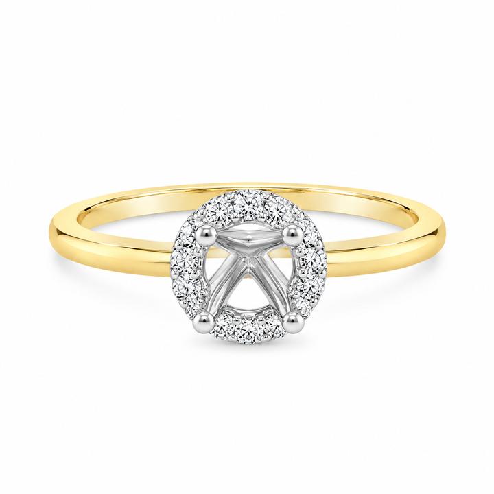 14K Two-tone Gold Halo 0.12 CTW Diamond Set Engagement Ring Semi-Mount