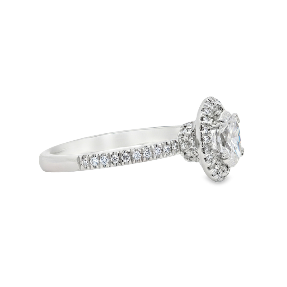 Estate - Platinum 0.75 CTW Diamond Set Halo Engagement Ring, Size 5