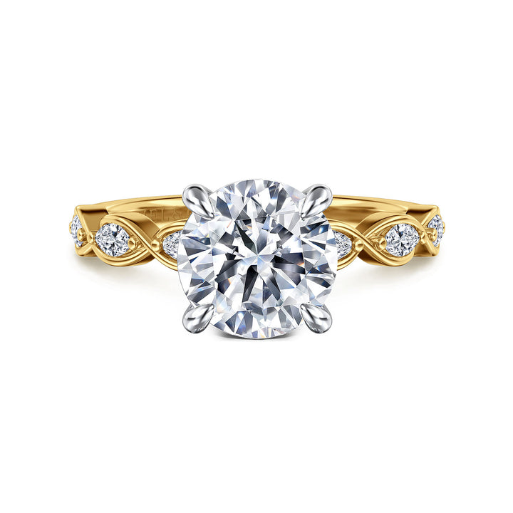 14K Yellow And White Gold Diamond Semi-Mount Engagement Ring