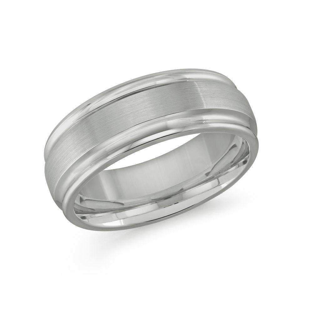 Men's Tungsten Comfort Fit 8mm Grooved Edge Wedding Band Size 10.5