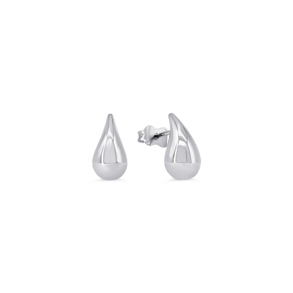 10K White Gold Small Teardrop Stud Earrings