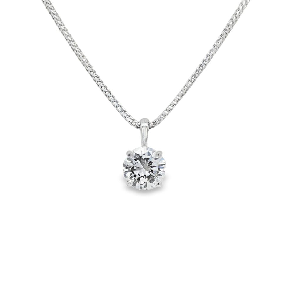 14K White Gold 1.28 CTW Diamond Solitaire Pendant