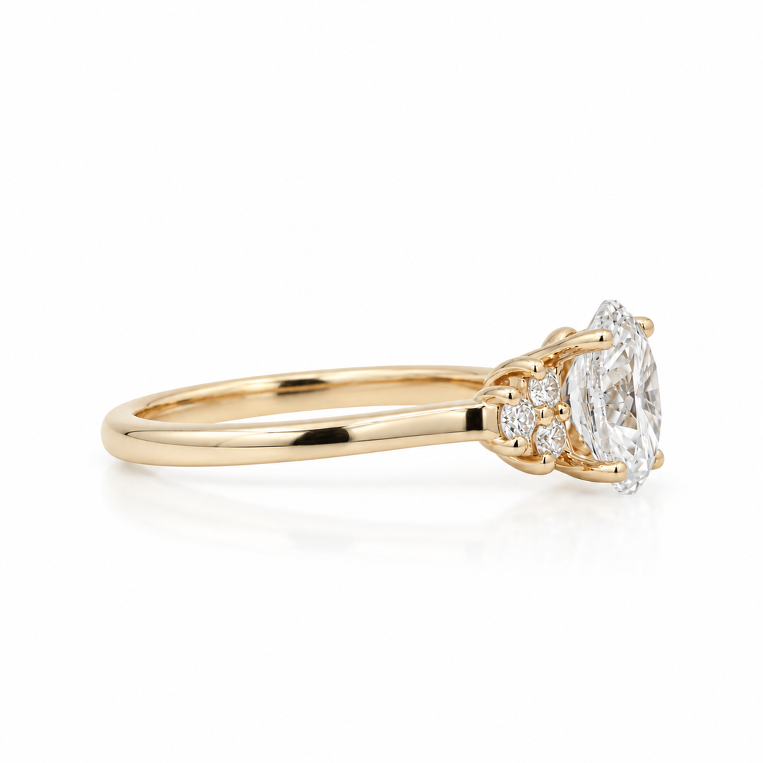 14K Yellow Gold Oval Diamond Semi-Mount Engagement Ring
