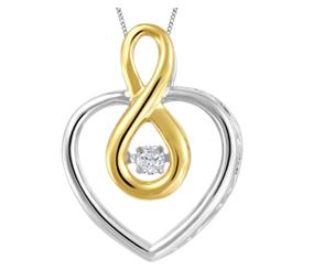 Sterling Silver And 10K Yellow Gold Canadian Diamond Infinity & Heart Necklace