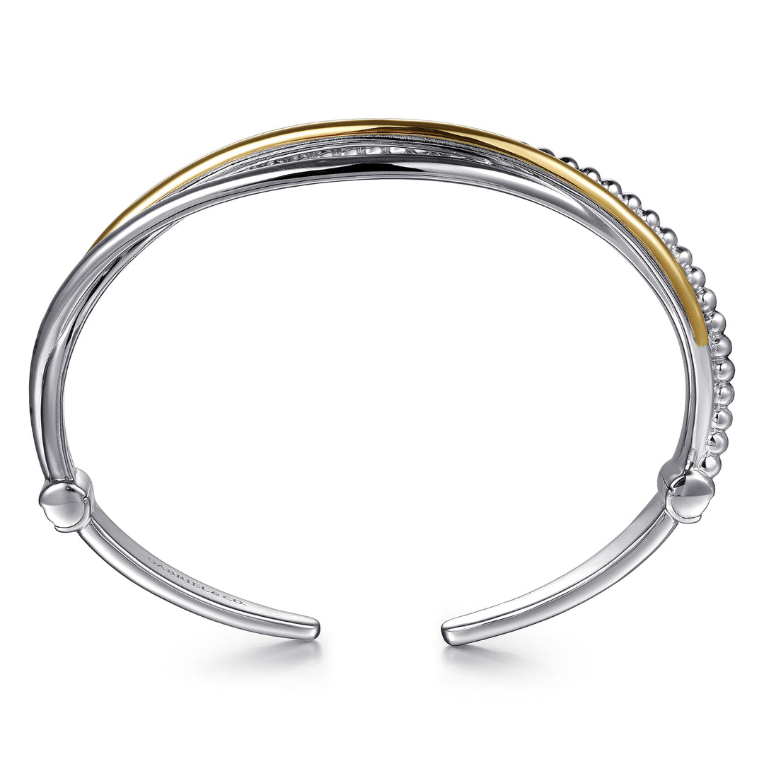 Sterling Silver With 14K Yellow Gold Gabriel & Co. Multi-Row Bangle Bracelet