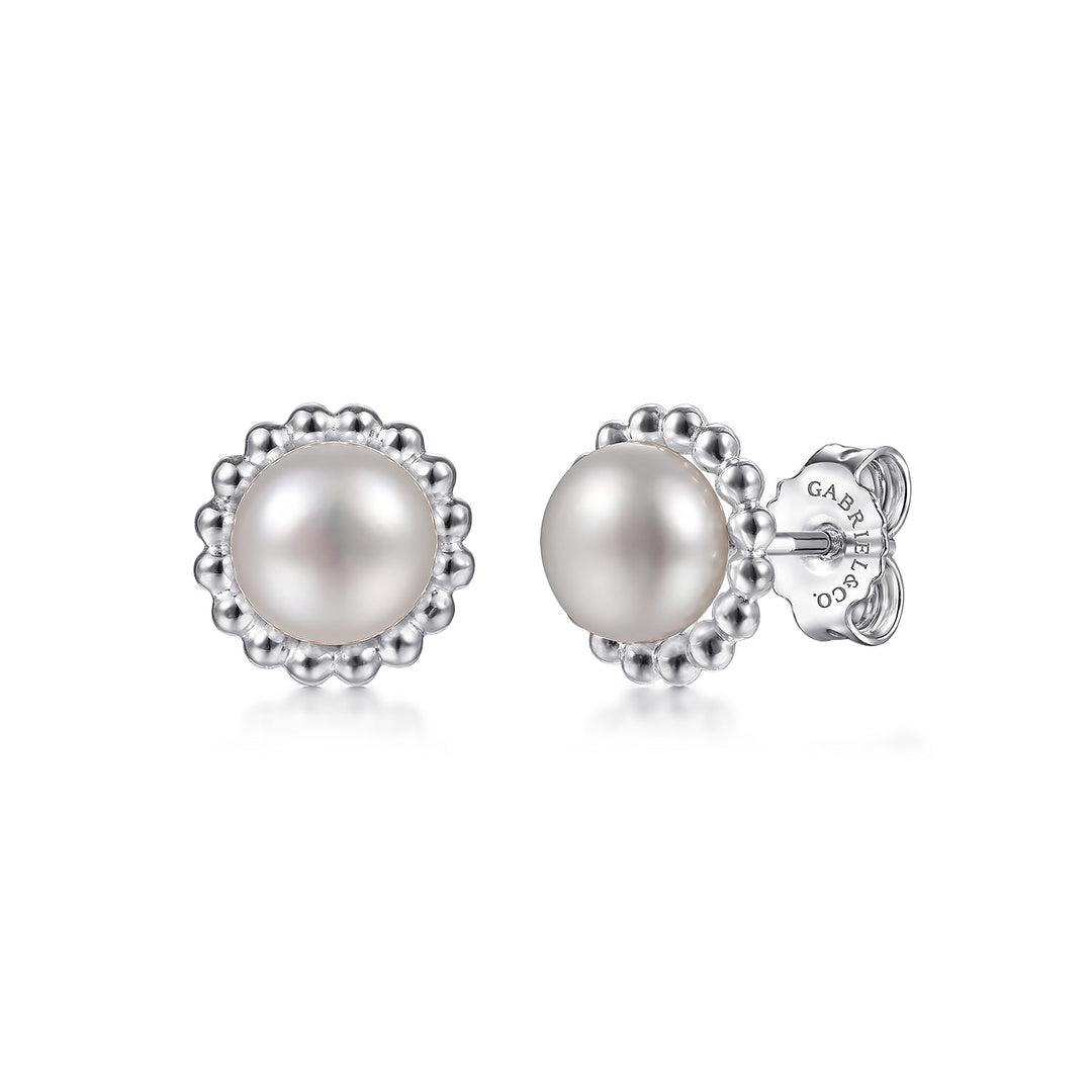 Sterling Silver Gabriel & Co. Stud Earrings With 6-6.5mm White Pearls